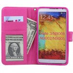 Wholesale Note 3 Quilted Flip Leather Wallet Case w Stand and Strap (Hot Pink)